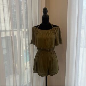 Army green off the shoulder romper
